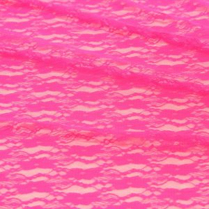 Ткань гипюр стрейч «цветы» мелкие цвет неон розовый